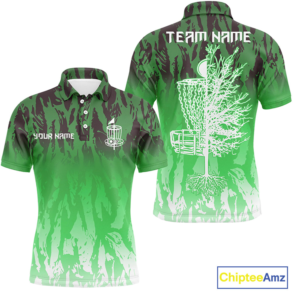 Disc golf basket green camo Men disc golf polo shirts custom disc golf jerseys team shirts for men NQS6127