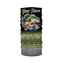 Load image into Gallery viewer, Largemouth Bass fishing Custom sun protection black long sleeve fishing shirts, Bass scales jerseys NQS4130
