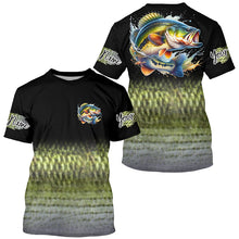 Load image into Gallery viewer, Largemouth Bass fishing Custom sun protection black long sleeve fishing shirts, Bass scales jerseys NQS4130