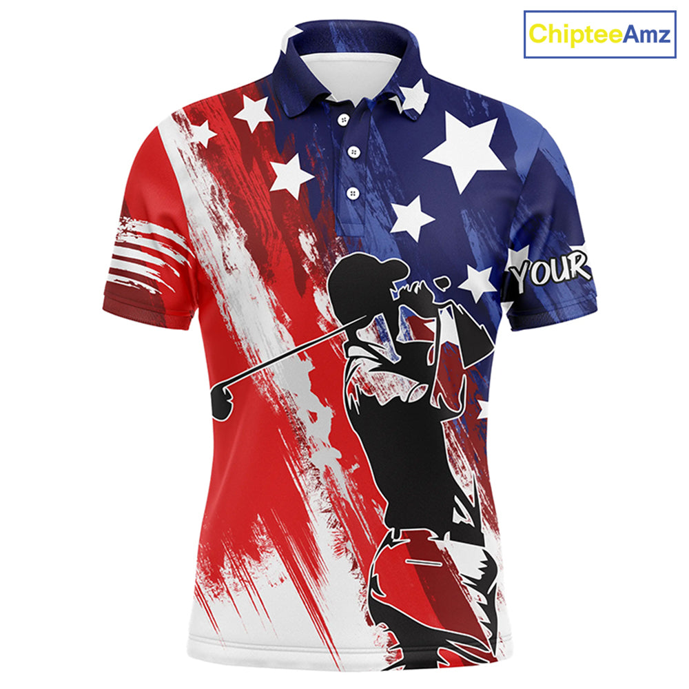 Red, white, and blue American flag men golf polo shirts custom patriotic golf shirt NQS5493