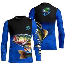 Load image into Gallery viewer, Largemouth Bass Fishing Custom blue black long sleeve performance Fishing Shirt, Bass fishing jerseys NQS5070
