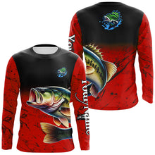 Load image into Gallery viewer, Largemouth Bass Fishing Custom red black long sleeve performance Fishing Shirt, Bass fishing jerseys NQS5071
