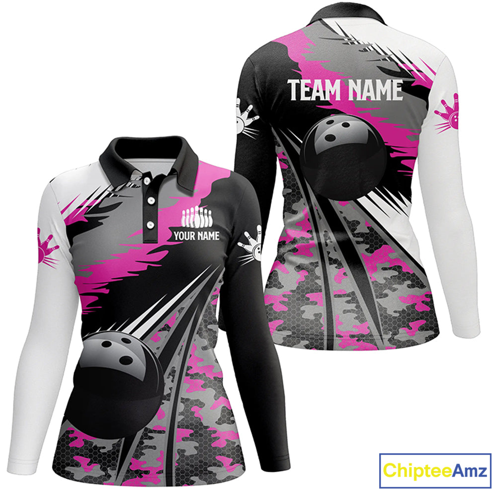 black personalized bowling shirt for women – custom name design side view