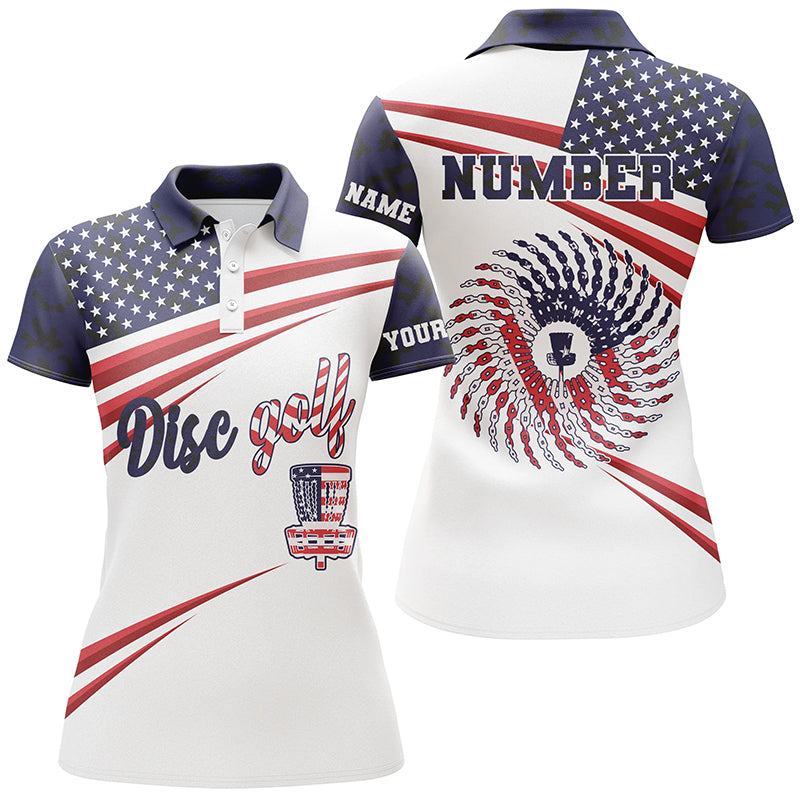 American flag Women disc golf polo shirt custom best disc golf shirts 4th of july shirts for ladies NQS5929