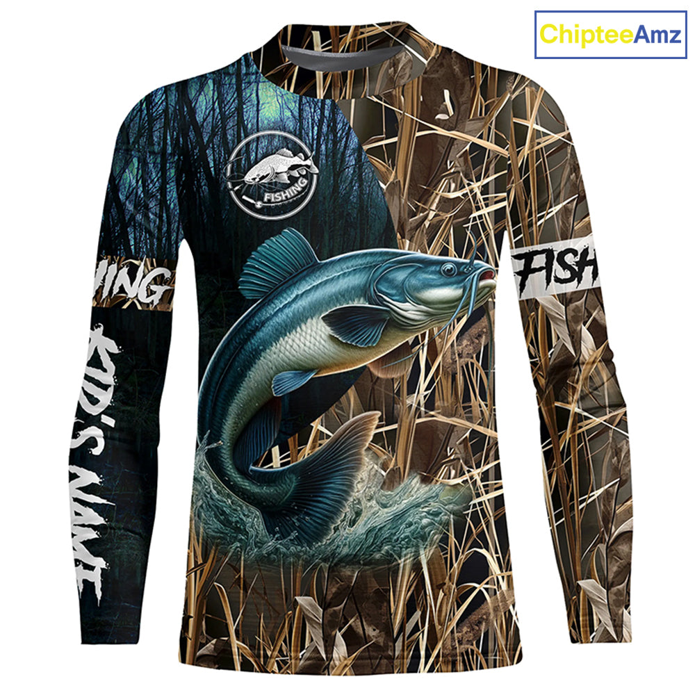 Catfish Fishing Customize Name 3D All Over Printed Shirts For Men, women, kid Personalized Fishing Gift NQS285