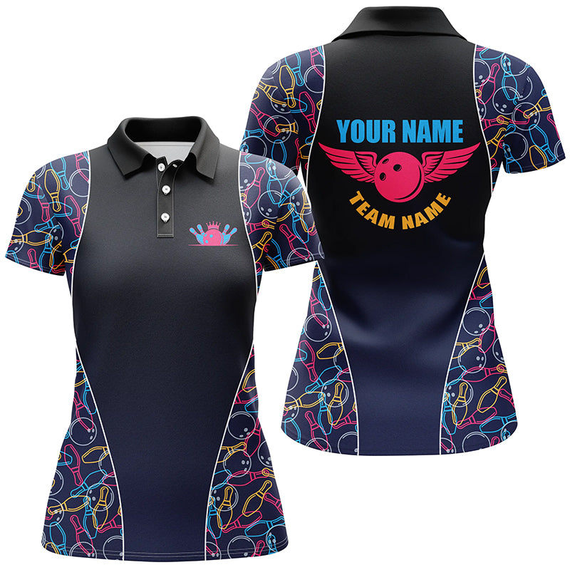 Custom bowling shirt for women – personalized team jersey front view