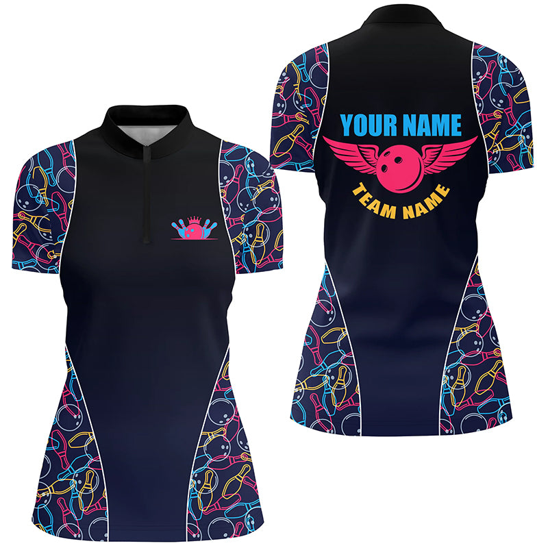 Custom bowling shirt for women – personalized team jersey front view