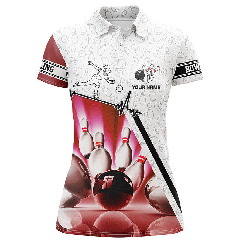 Custom camo bowling shirt for women – personalized team jersey front view