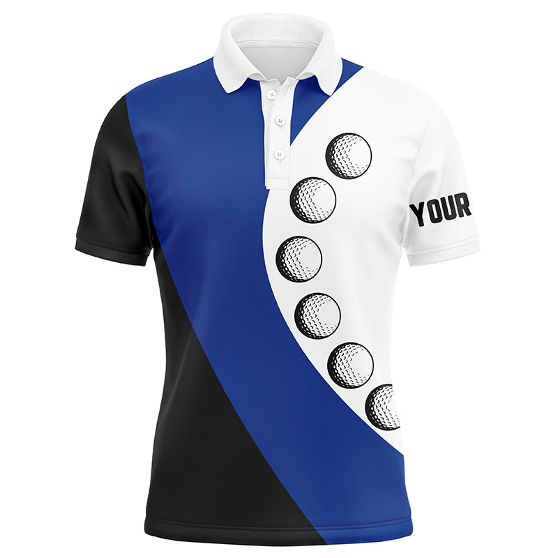 Black and white golf ball Men golf polo shirts custom golf shirts for men, gifts for golfer | Blue NQS8092