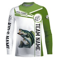 Load image into Gallery viewer, Largemouth Bass fishing clothes green Custom fishing Shirts, Long sleeve fishing shirts with hood NQS3084