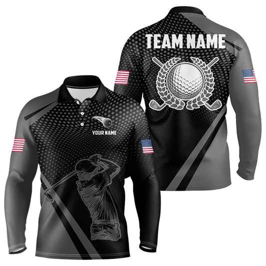 Golf Polo Shirts For Men Custom Team Name golf tops for mens, unique golf gifts | Black NQS9748