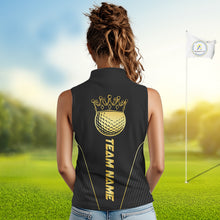 Load image into Gallery viewer, Blue and Gold Women Sleeveless Golf polo shirts Custom Golf Outfit For Ladies Team Golf shirt | Black NQS10033