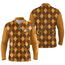 Load image into Gallery viewer, Orange argyle golf clubs Mens golf polo shirts custom name golf outfit men, personalized golf gifts NQS8135