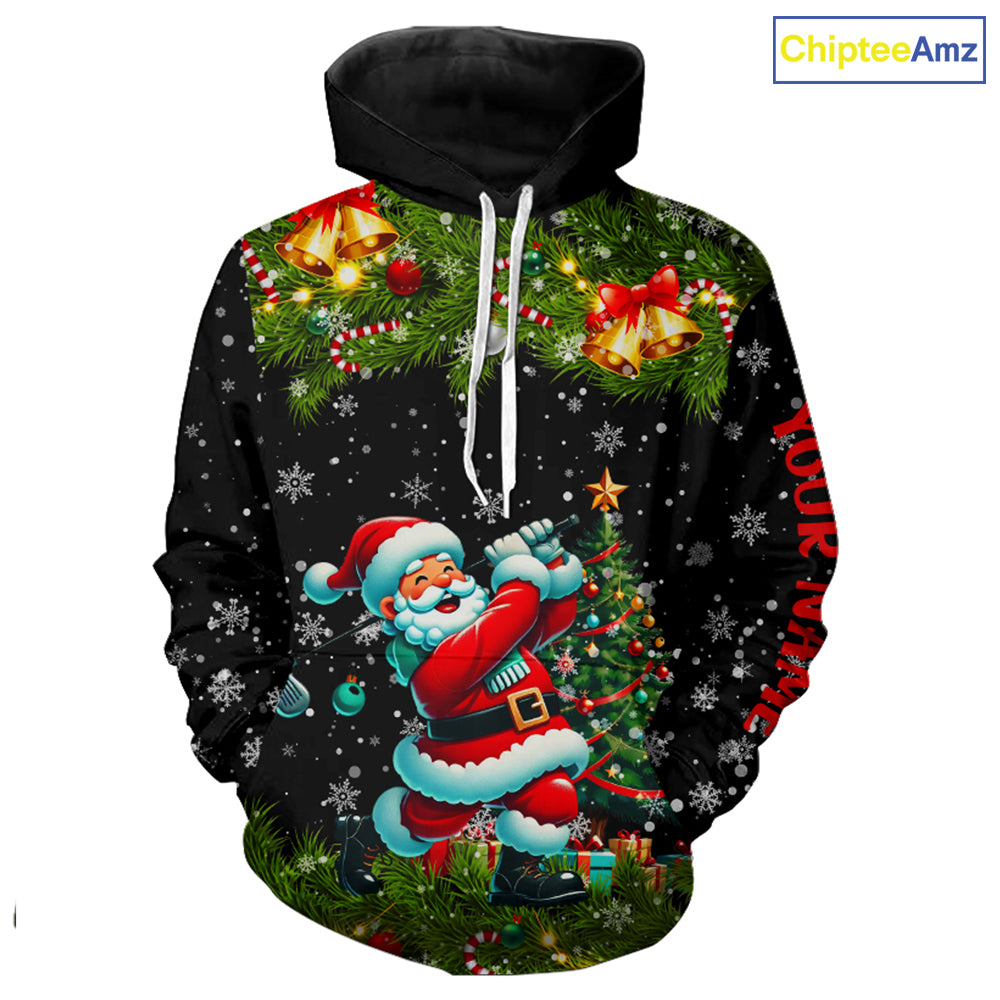 Santa Golfer Christmas pattern Golf Hoodies custom hoodie golf top, Christmas golf gift NQS8856