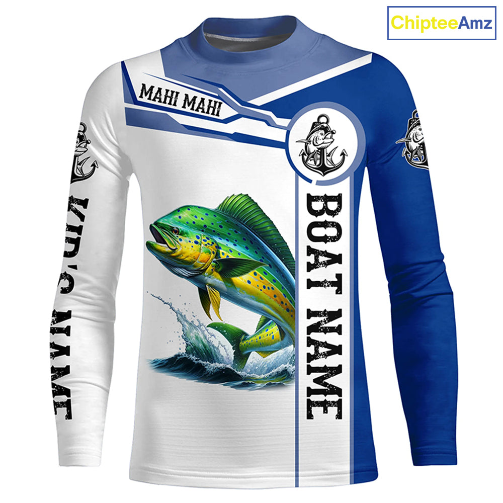 Mahi mahi fishing Customize name and boat name tournament long sleeves fishing shirts NQS1578