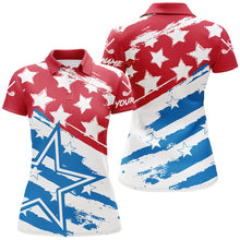 Load image into Gallery viewer, Red White and Blue American flag Women golf polo shirts custom patriotic women's golf apparel NQS8633