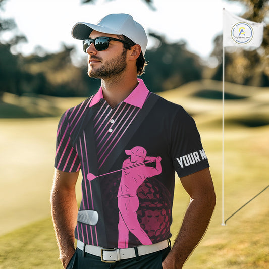 Black and pink Mens golf polo shirts custom golf clubs team golf shirts, golf tops for men NQS10117