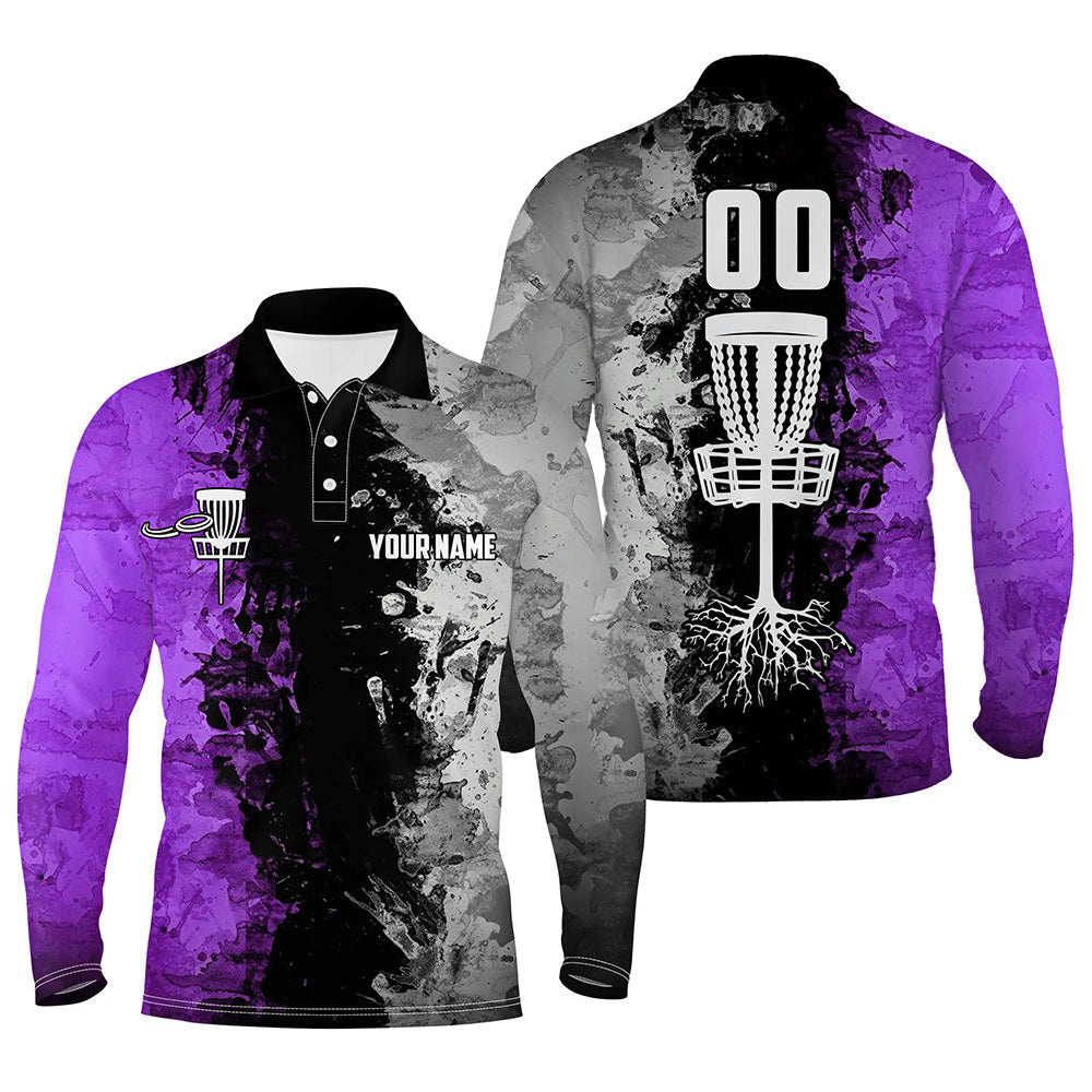Custom name and number Disc Golf basket Men polo shirts, disc golf shirts for men | Purple NQS8053