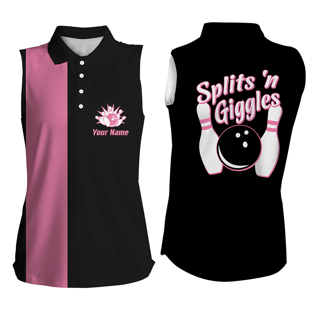 Custom sleeveless bowling shirt for women – personalized team jersey front view