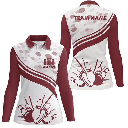 white personalized bowling shirt for women – custom name design side view