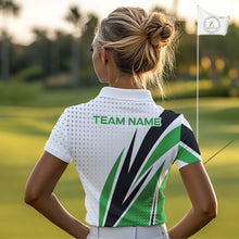 Load image into Gallery viewer, Black, White and Green Golf polo shirts For Women custom ladies golf top, unique golf gift NQS10010