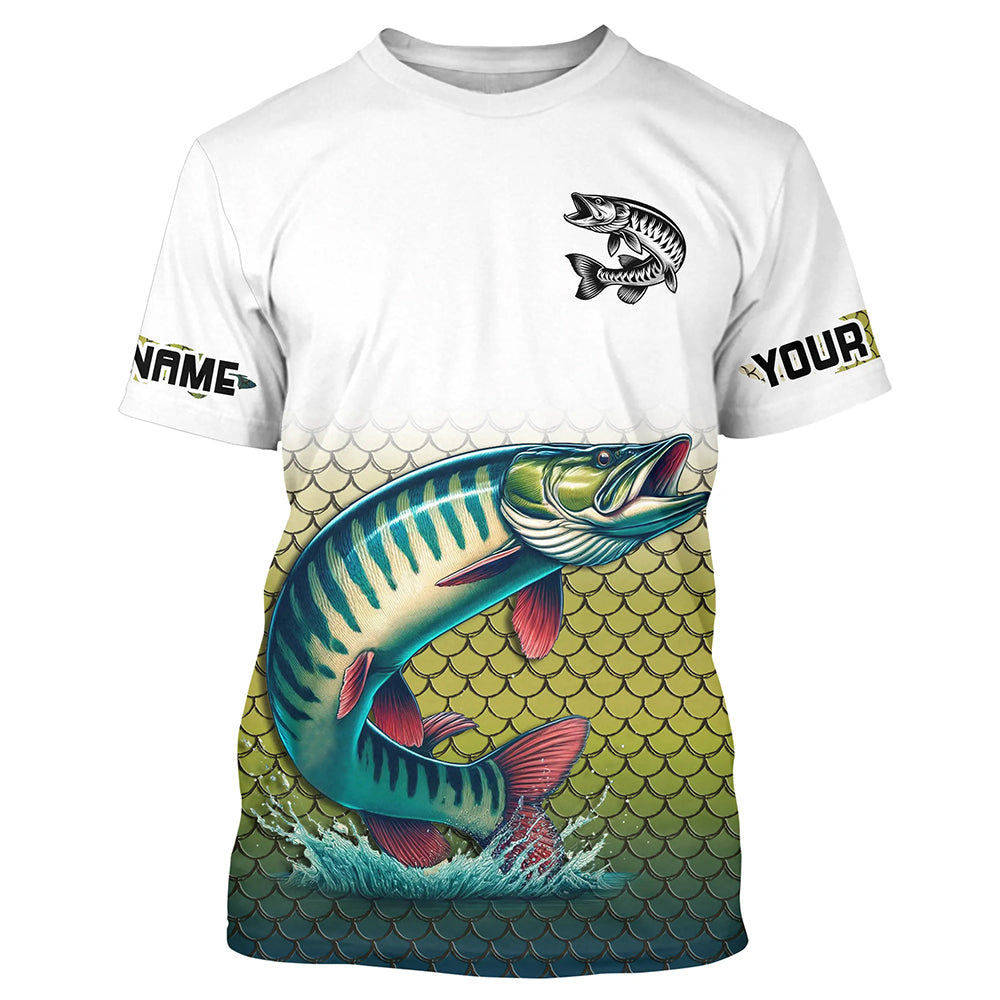 Musky Fishing jerseys, muskie scales Custom UV protection Long Sleeve performance Fishing Shirts NQS6014