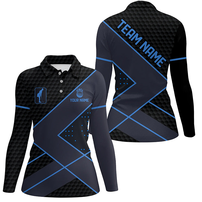 Black and Blue Womens golf polo shirts custom golf apparel for women, personalized ladies golf gifts NQS8000