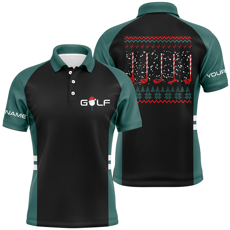 Green and black Mens golf polo shirt custom Christmas golf clubs mens golf polos NQS6548