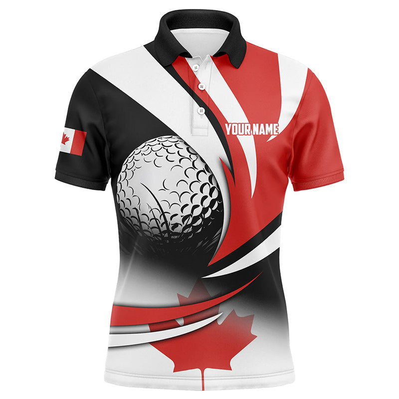 Canadian Flag Mens Golf Polo Shirts Custom patriotic golf outfits men, personalized golf gifts NQS8213