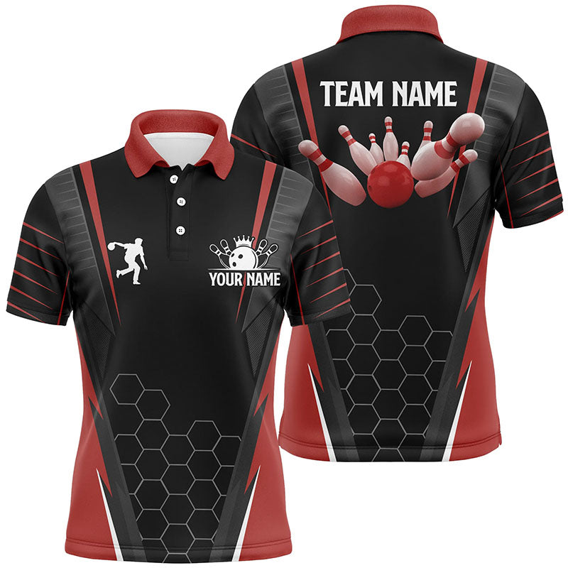 Custom Black bowling shirt for men – personalized team jersey front view
