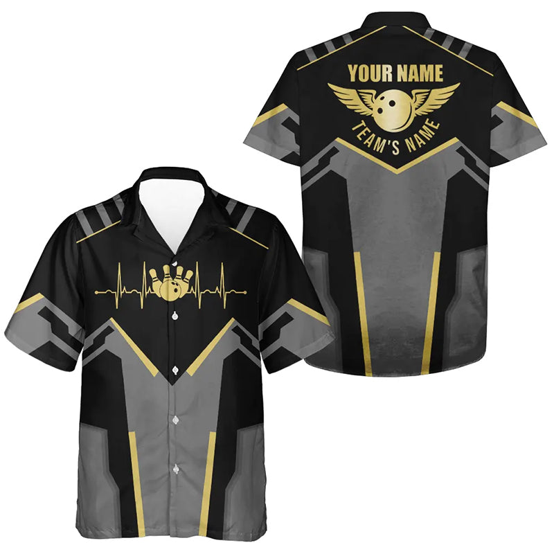 Custom Hawaiian bowling shirt for bowling – personalized team jersey front view