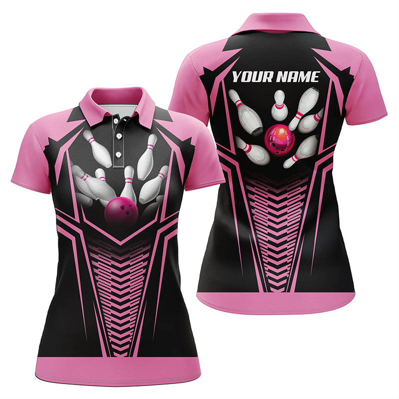 Custom bowling shirt for women – personalized team jersey front view