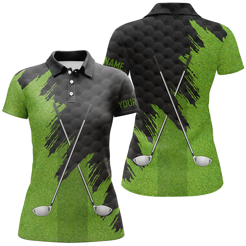 Black and Green golf clubs custom name Womens golf polo shirts, team ladies golf tops NQS7538