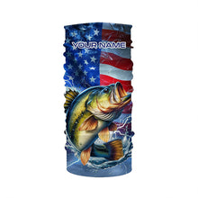 Load image into Gallery viewer, Largemouth Bass fishing American flag Long Sleeve Fishing Shirt custom Lightning Bass fishing jersey NQS7702
