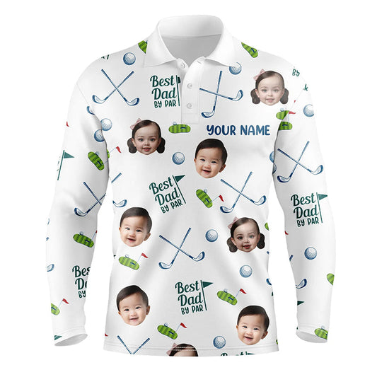 Personalized Best Dad By Par Polo Shirt, Custom Kids Face Photo Polo Shirt For Dad, Father's Day Gift NQS8617