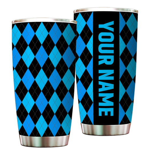 Multicolor argyle pattern Custom name Golf Stainless Steel Tumbler Cup - personalized golf gifts NQS9866