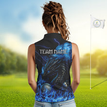 Load image into Gallery viewer, Blue Flame Dragon Sleeveless Golf polo shirt Custom Dragon team golf outfit, gift for golf lover NQS10024
