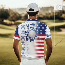 Load image into Gallery viewer, Red, White and Blue American Flag Mens Golf polo shirts Custom patriotic Golf Outfit For Mens NQS10035