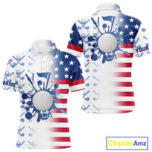 Load image into Gallery viewer, Red, White and Blue American Flag Mens Golf polo shirts Custom patriotic Golf Outfit For Mens NQS10035