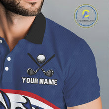 Load image into Gallery viewer, Red, White and Blue Flame golf ball Mens Golf polo shirts Custom patriotic Golf Outfit For Mens NQS10044