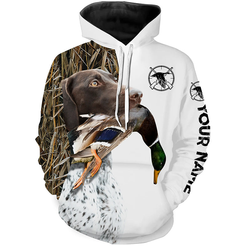 Duck Hunting With Dog GSP German Shorthaired Pointer Customize Name All Over Printed Shirts - Personalized Hunting Gifts FSD2212