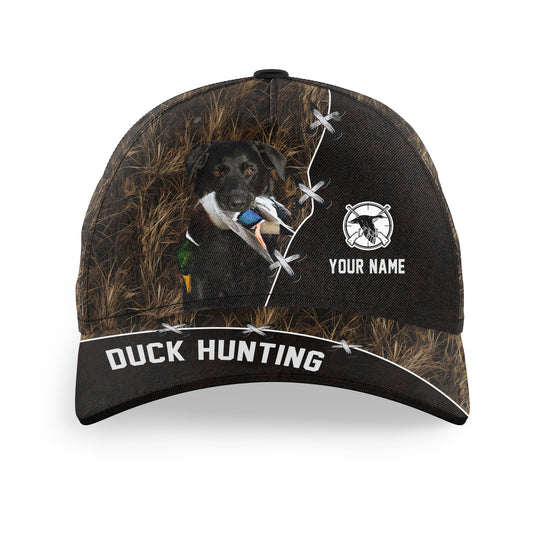 Duck Hunting Hat Waterfowl Camo with many Duck Hunting Dogs to choose from, Personalized Duck Hunting Hat FSD4210