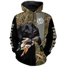 Load image into Gallery viewer, Black Labrador Duck Hunting with Dog Waterfowl Camo Custom Name All Over Printed Shirts, Personalized Gifts FSD2582