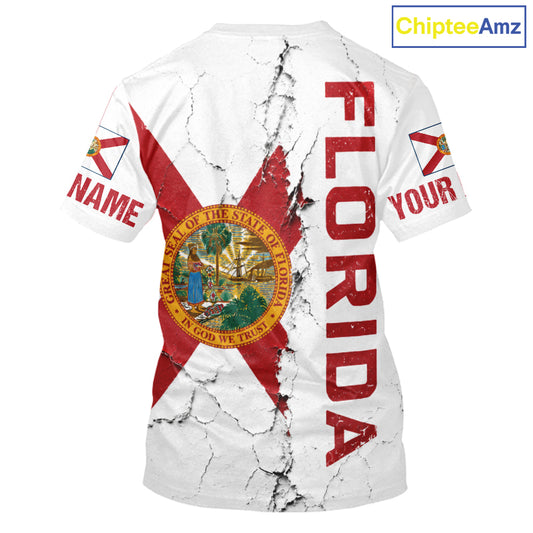 Florida Fishing T-shirts Patriotic Florida Flag UV Protection Fishing Jersey