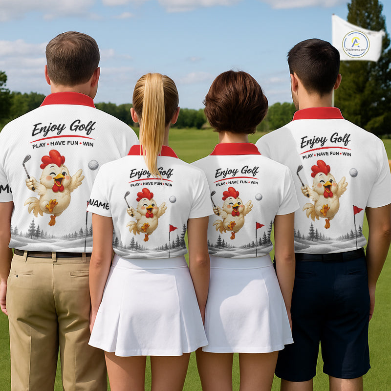 Funny Chicken Golf Polo Shirt Personalized Custom Name Golf Lover Polo For Men NHT948