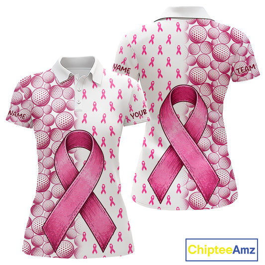 Personalized Pink Ribbons Pattern Golf Balls Breast Cancer Awareness Golf Attire For Womens NHT800