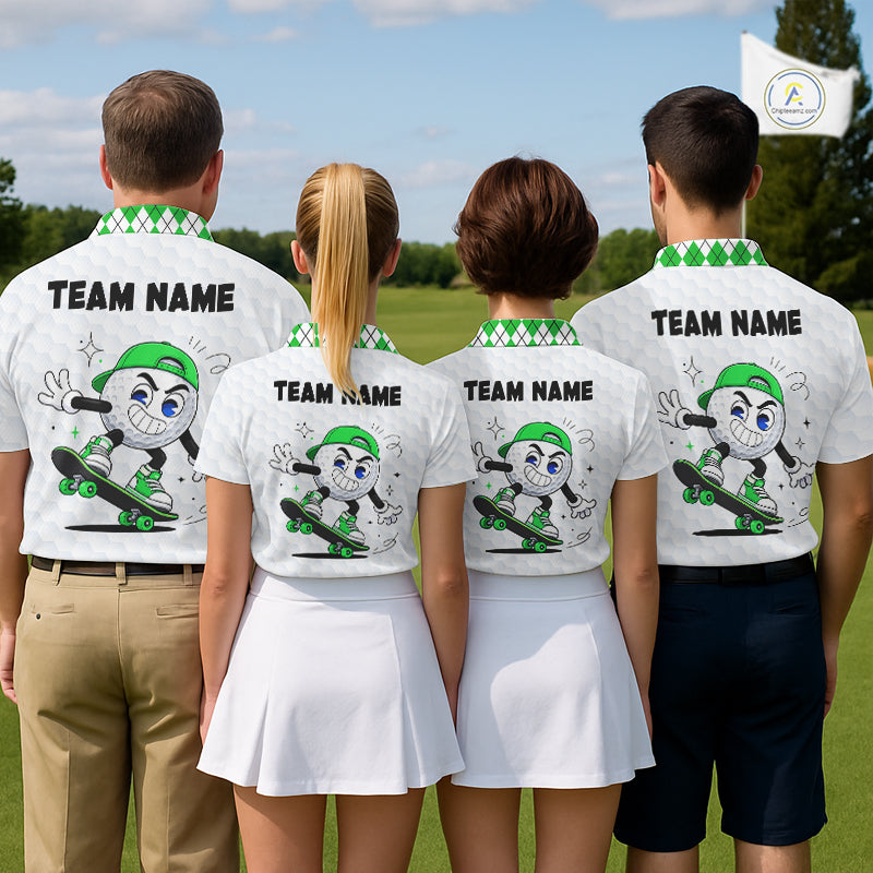 Mens Golf Polo Shirt Argyle Pattern Golf Shirts For Mens Funny Golf Ball Shirt Gifts|Green NHT863