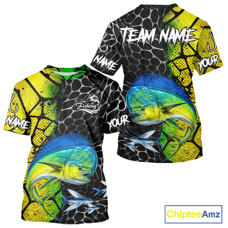 Custom Mahi Mahi Fishing T - Shirt Performance Jersey Fishing Shirt Angler Gift NHT1333