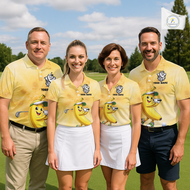Funny Banana Mens Golf Polo Shirts Custom Name, Golf Shirt For Men, Golf Gift NHT745