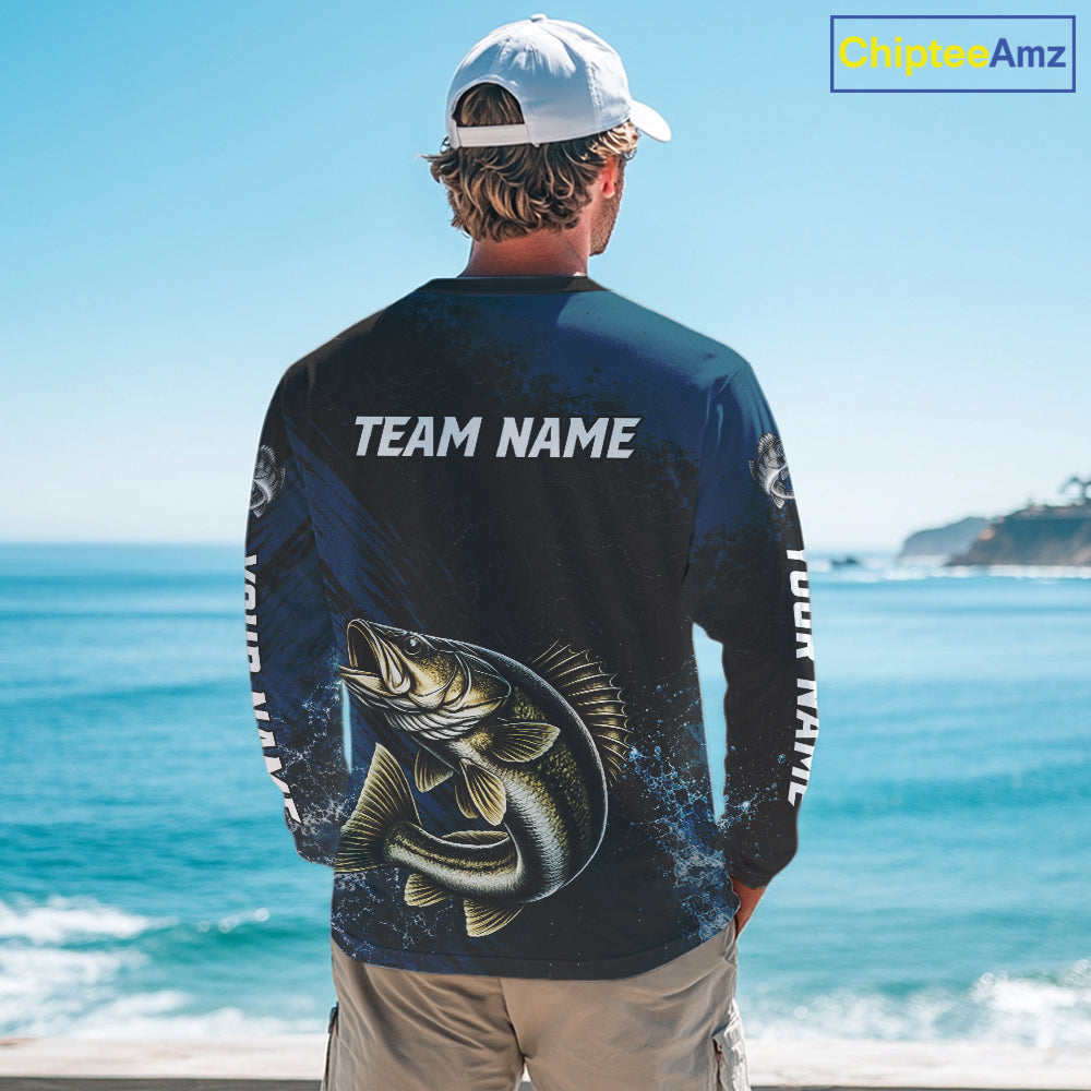 Custom Walleye Fishing Jersey Personalized Long Sleeve Shirt For Men